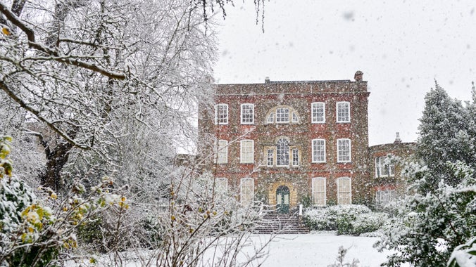 Peckover house in a flurry of snow